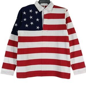 Vintage Barbarian Polo Shirt Stripes American Flag Multicolor Size 5XLT